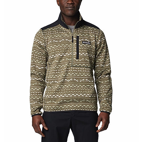 Columbia Mens Green Sweater Weather Printed Half Zip II Pullover