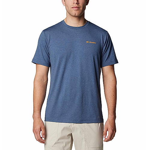 Columbia Mens Blue Omni-Shade Kwick Hike Back Graphic Short Sleeve Tshirt