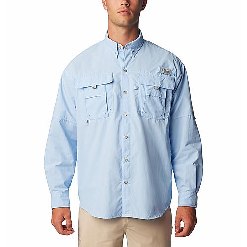 Columbia Men Blue Bahama II Long Sleeve Shirt (Sun Protection)