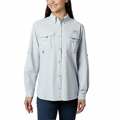 Columbia Women Grey Bahama Long Sleeve Shirt (Sun Protection)
