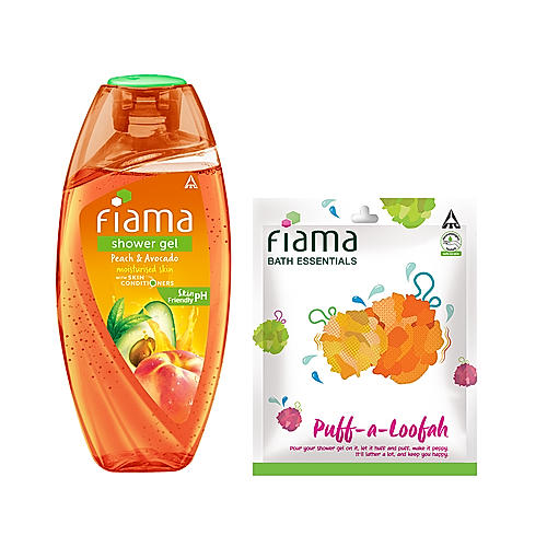 Peach & Avocado Shower Gel, 250 ml + Puff-a-Loofah