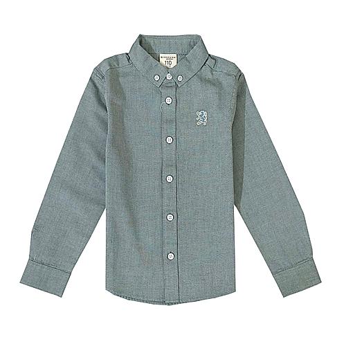 Junior Cotton Oxford Full Opening Long Sleeve Slim Fit Embroidery Garment Wash Shirt