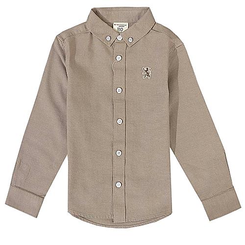 Junior Cotton Oxford Full Opening Long Sleeve Slim Fit Embroidery Garment Wash Shirt