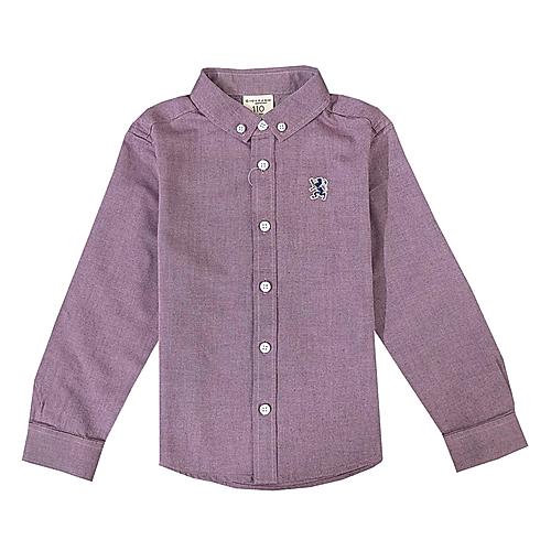 Junior Cotton Oxford Full Opening Long Sleeve Slim Fit Embroidery Garment Wash Shirt