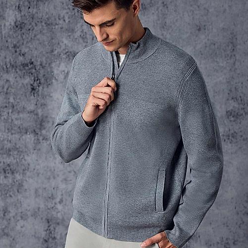 Men's Cotton-Acrylic Texture Stitch Cardigan