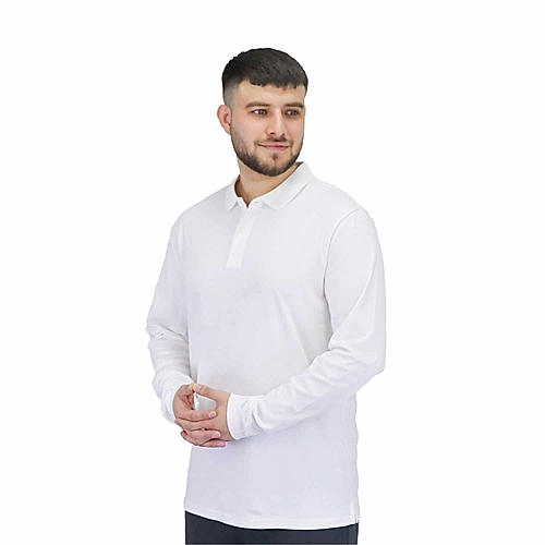 Men's Flat Knit Collar Long Sleeve Liquid Touch Slim Fit Solid Color Polo