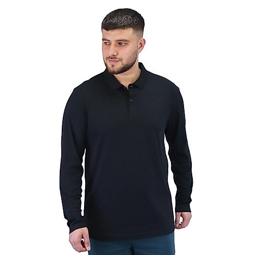 Men's Flat Knit Collar Long Sleeve Liquid Touch Slim Fit Solid Color Polo