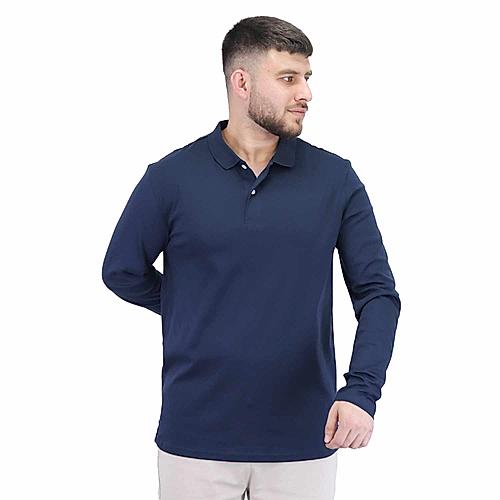 Men's Flat Knit Collar Long Sleeve Liquid Touch Slim Fit Solid Color Polo