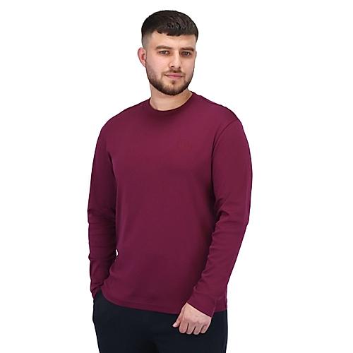 Men's Interlock Crew Neck Long Sleeve Slim Fit Embroidery Liquid Touch Smart Collar Tees