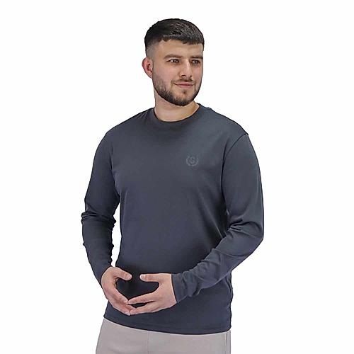 Men's Interlock Crew Neck Long Sleeve Slim Fit Embroidery Liquid Touch Smart Collar Tees