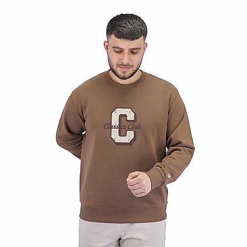 Men's  Classic French Terry Crew Neck Long Sleeve Relaxed Fit Print Sweatshirt