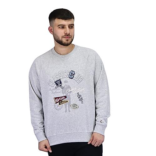 Men's  French Terry Crew Neck Long Sleeve Classic Print Sweatshirt