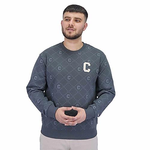 Men's French Terry Crew Neck Long Sleeve Relaxed Fit Classic Print Sweatshirt