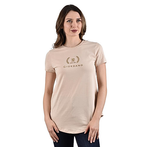 Women's Cotton Jersey Crew Neck Logo Print Tee