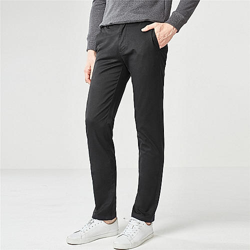 Men's Black Low Rise Slim Tapered Khakis