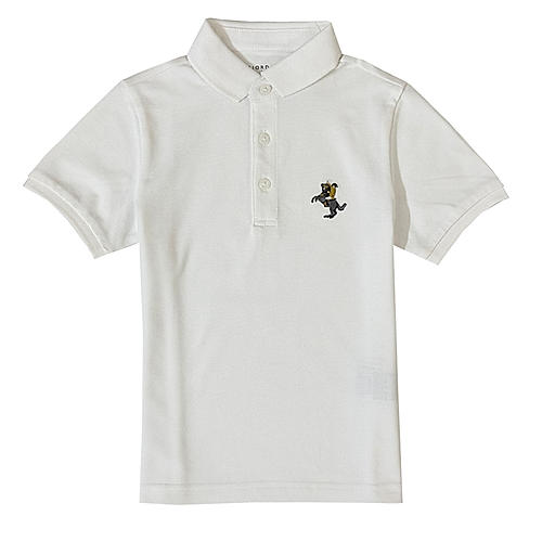 Kids Pique Flat Knit Collar Short Sleeve Slim Fit Small Napoleon Embroidery Bold Polo