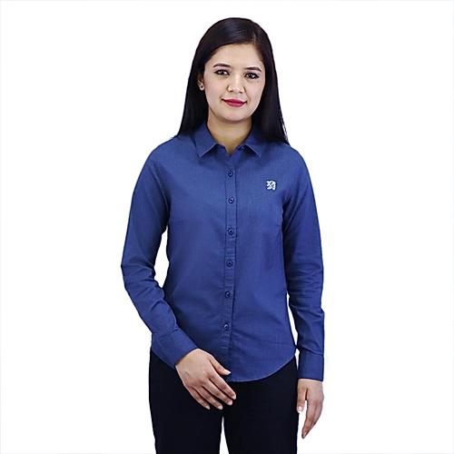 Women Oxford Shirt with Small Lion Embroidery