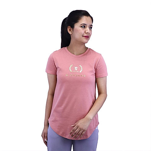 Women's Cotton Jersey Crew Neck Logo Print Tee