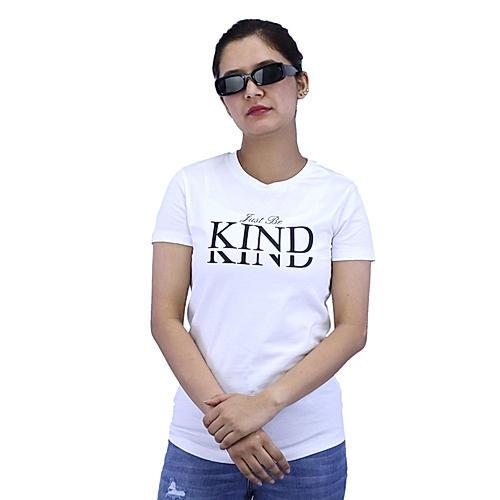 Women's Cotton Jersey Crew Neck Short Sleeve Message Print Tee