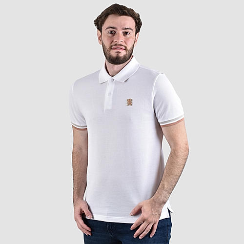 Men's Performance Slim Fit Lion Embroidery Solid Polo