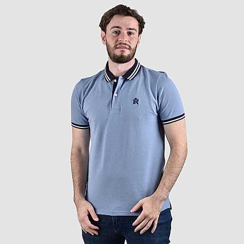 Men's Pique Flat Knit Collar Short Sleeve Thematic Slim Fit Embroidery Bold Polo