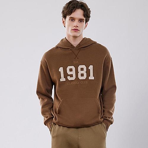 Men's French Terry Long Sleeve Relaxed Fit Classic Logo Print Sweatshirt Hoodie