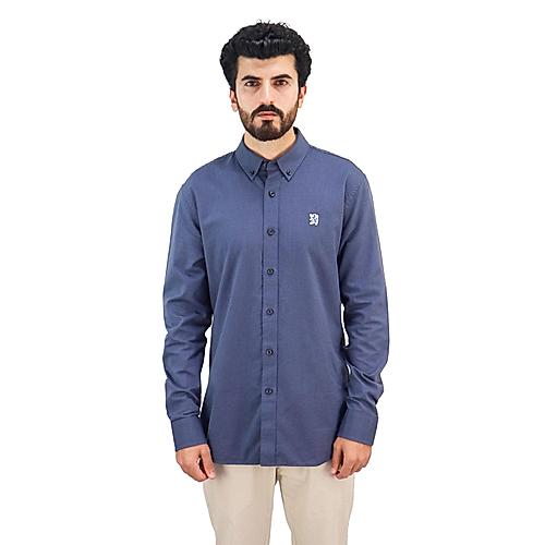 Men's Oxford Shirt with Small Lion Embroidery