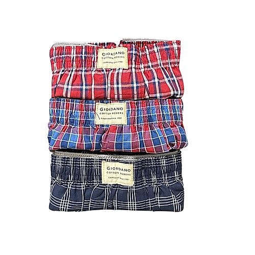 Men's Cotton Contrast Color Boxers (3pcs/pack)