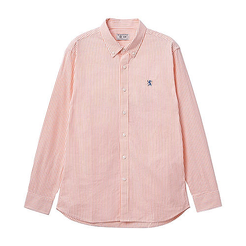 Men's Oxford Shirt with Small Lion Embroidery