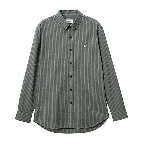 Men's Oxford Shirt with Small Lion Embroidery