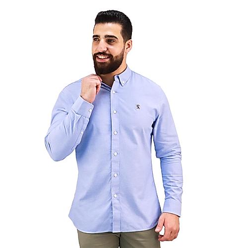 Men's Oxford Shirt with Small Lion Embroidery