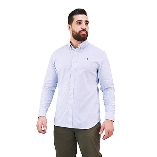 Men's Oxford Shirt with Small Lion Embroidery