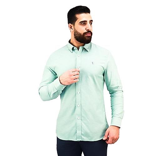 Men's Oxford Shirt with Small Lion Embroidery