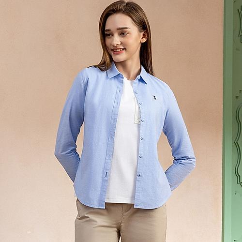 Women Oxford Shirt with Small Lion Embroidery