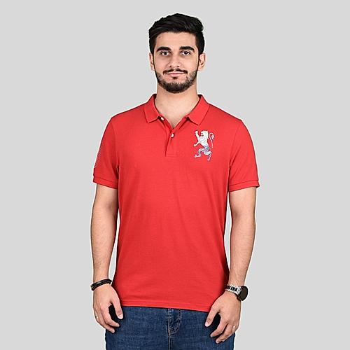 Men's Red 3D Lion Polo