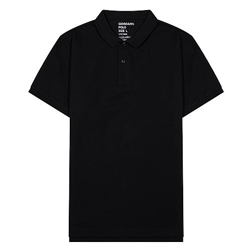 Men's Black Solid Cotton Polo