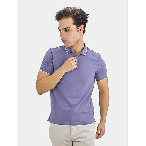 Men's Purple Solid Cotton Polo