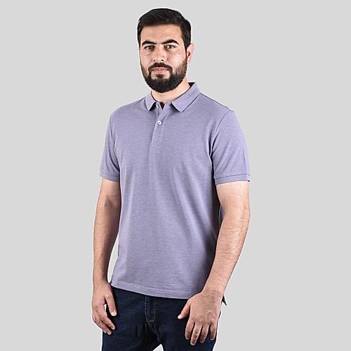 Men's Purple Solid Cotton Polo