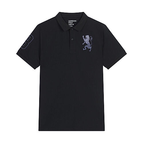 Men's Black 3D Bold Lion Polo