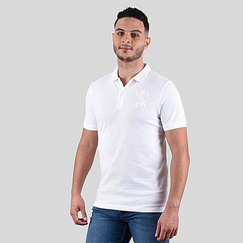 Men's White 3D Lion Polo