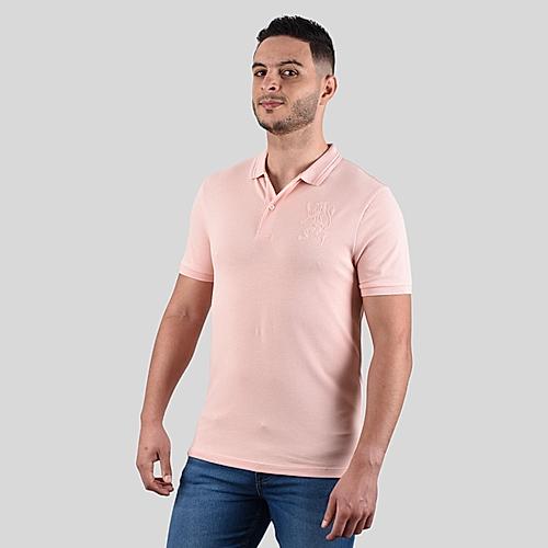 Men's Pink 3D Lion Polo