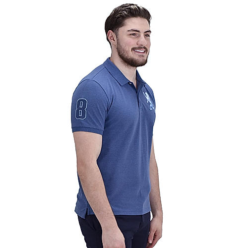 Men's Blue 3D Lion Polo