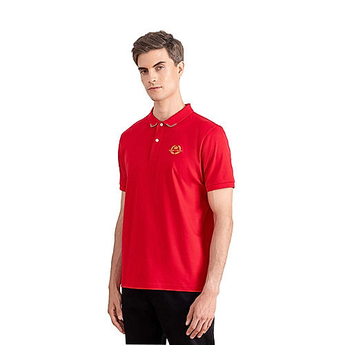 Men's Red Embroidered Polo