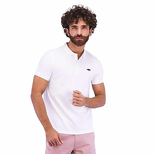 Men's Pique Flat Knit Collar Slim Fit Embroidery Solid Polo