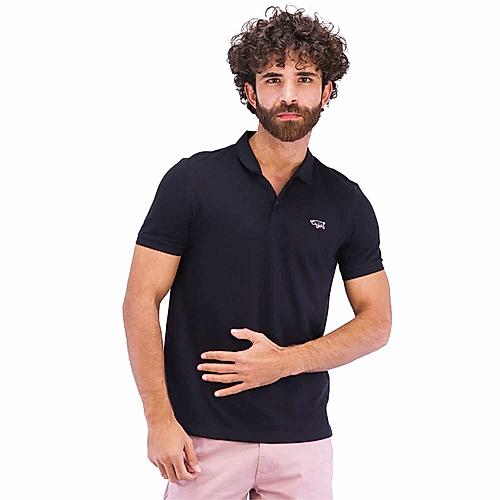 Men's Pique Flat Knit Collar Slim Fit Embroidery Solid Polo