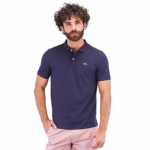 Men's Pique Flat Knit Collar Slim Fit Embroidery Solid Polo