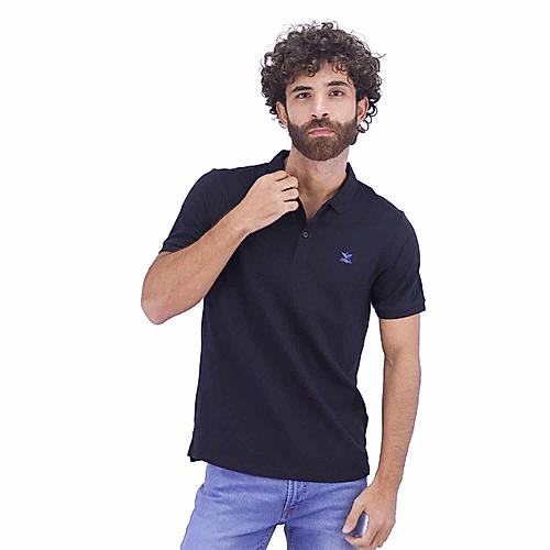 Men's Pique Flat Knit Collar Slim Fit Embroidery Solid Polo