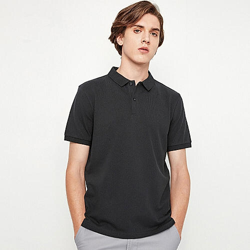 Men's Black Solid Performance Polo