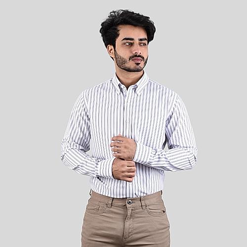 Men's Multicolor Oxford Pattern Wrinkle Free Shirt