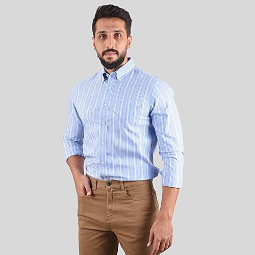 Men's Multicolor Oxford Pattern Wrinkle Free Shirt